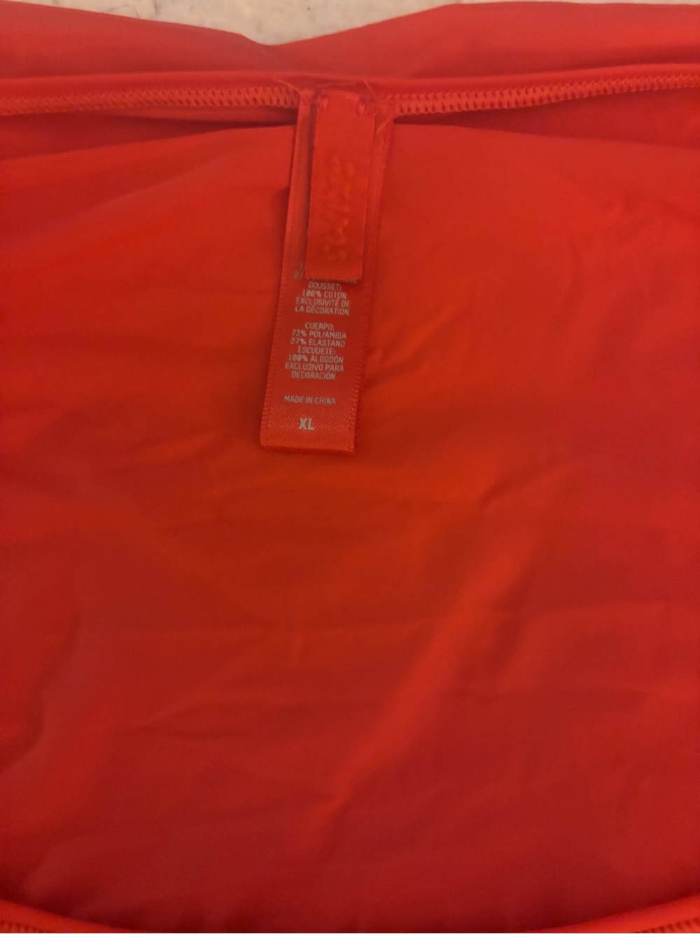 SKIMS Jelly Sheer Long Sleeve Scoop Neck Bodysuit - POPPY - Picture 2 of 3